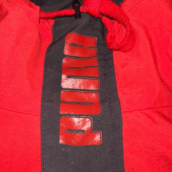 PUMA Men’s Windbreaker Jacket L Red Black Hooded Pullover Drawstring Athletic‎ - Picture 12 of 12